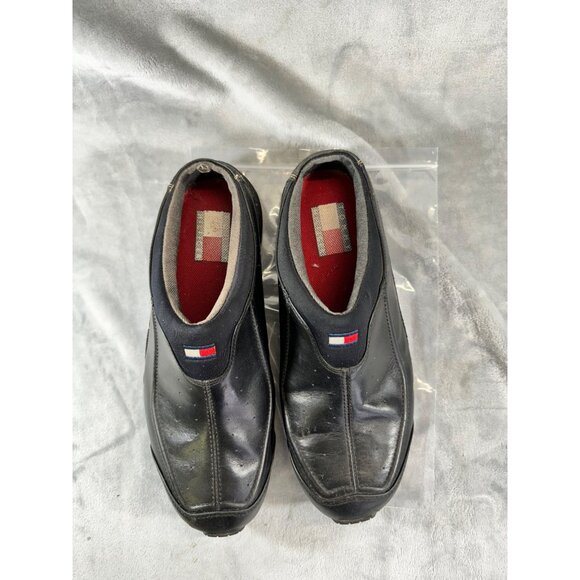 Tommy Hilfiger Shoe mens 10.5M Black Leather Slip On Sneaker Low Back - Picture 13 of 16